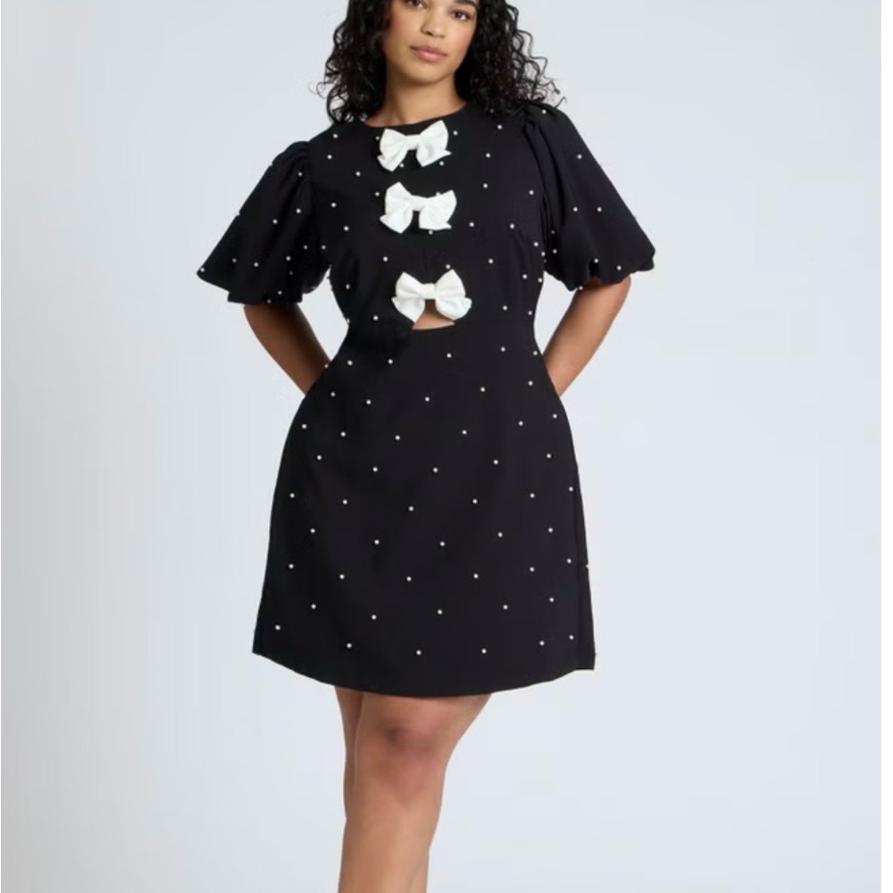 Elegant Black and White Bow Dress